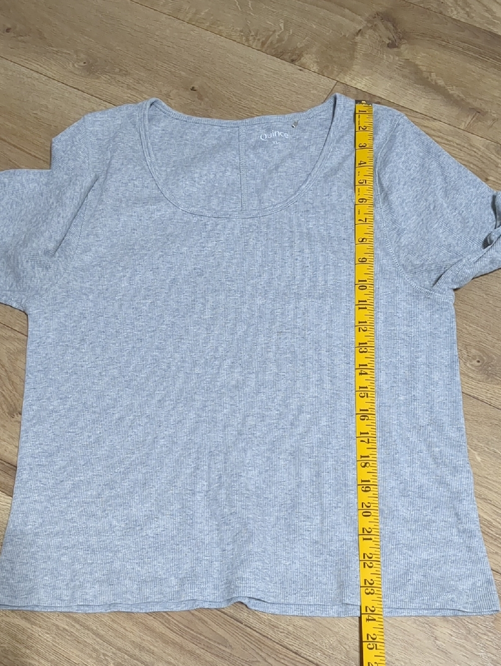 Quince Women Organic Cotton Micro-Rib Elbow Sleeve Grey Tee Size XL - Picture 6 of 9